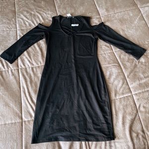 Black Cold Shoulder Mini Dress